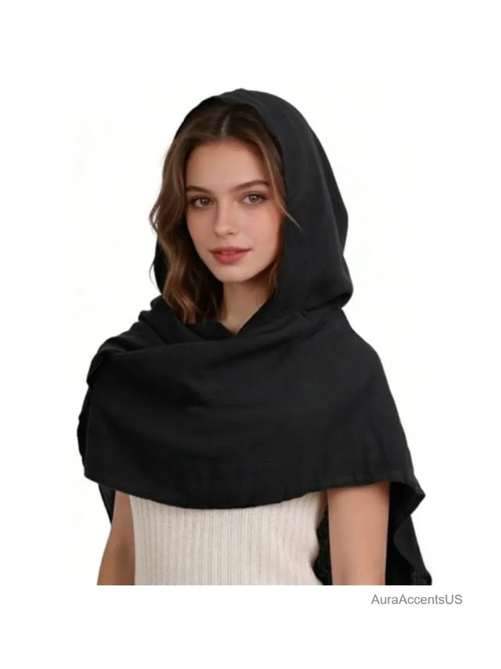Medieval Hooded Scarf Women Renaissance Cowl Shawl Cotton Cape Cosplay Festival